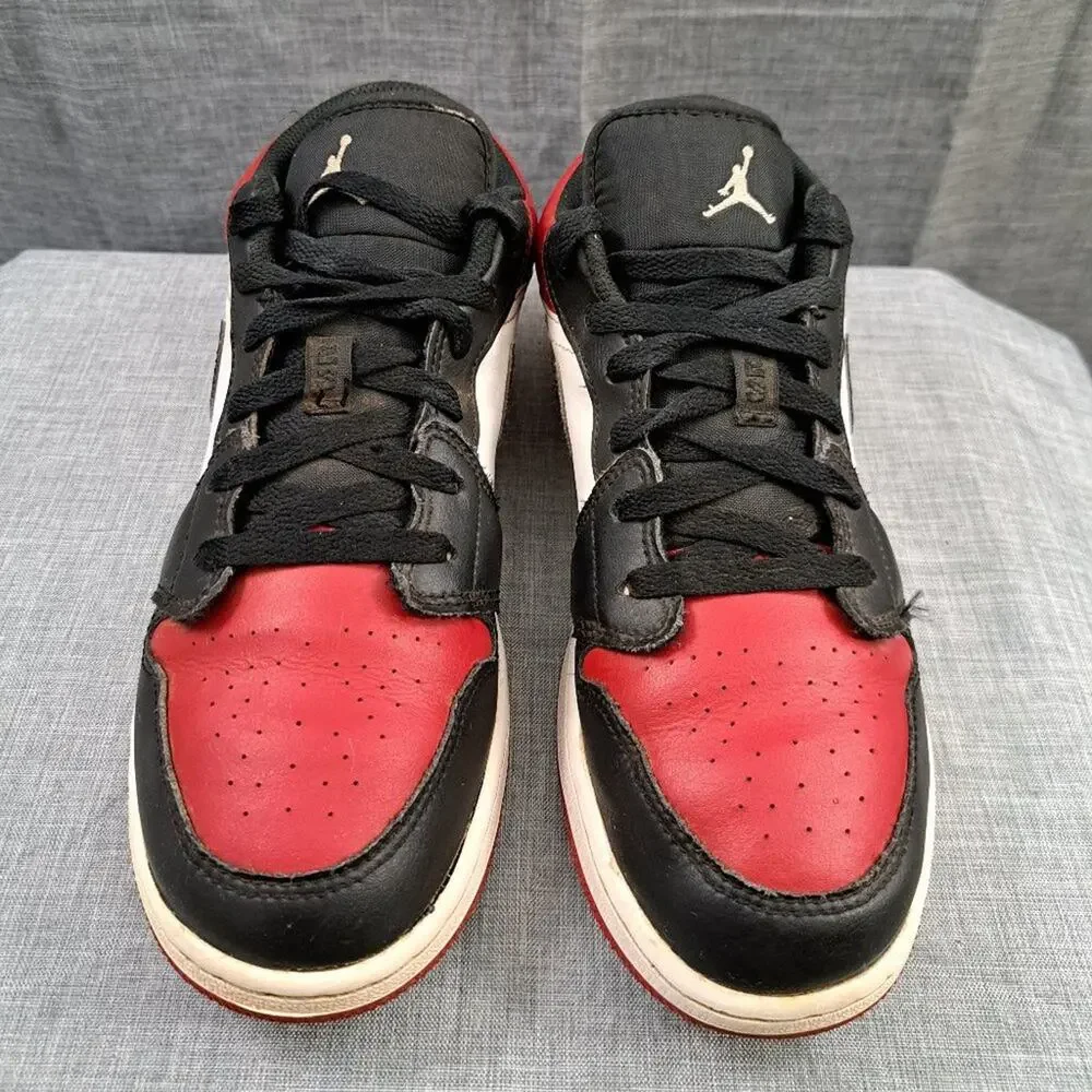 %2021 Nike Air Jordan 1 Low GS - Bred Toe Size 7Y / AJ10